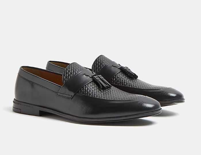 Pantofi loafers tassel River Island 44 piele naturala moale