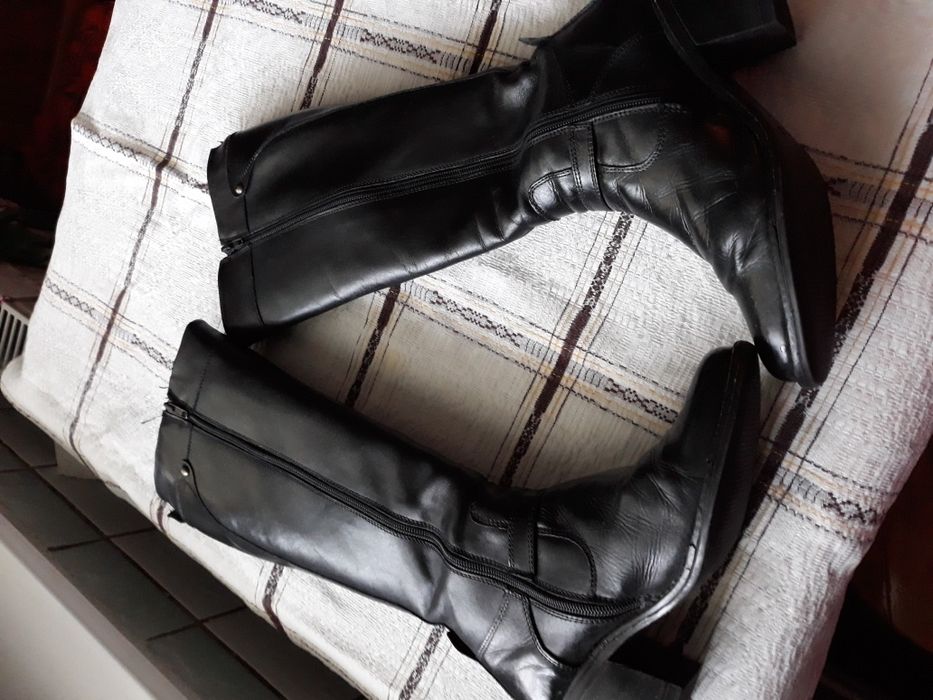 Cizme negre lungi piele naturala