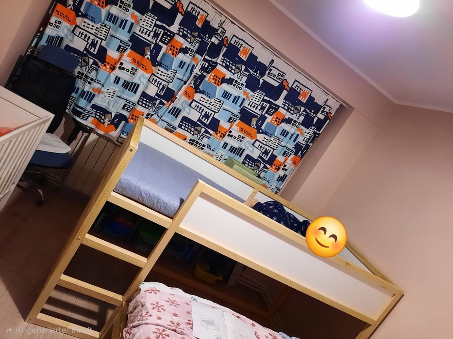 Pat reversibil Ikea, alb/pin, 90×200cm