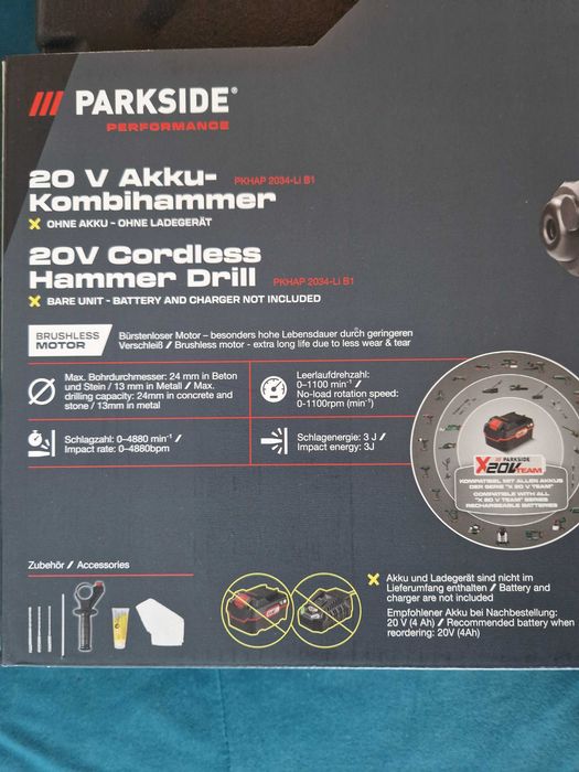 Ciocan combi rotopercutor Parkside PKHAP 2034-LiB1