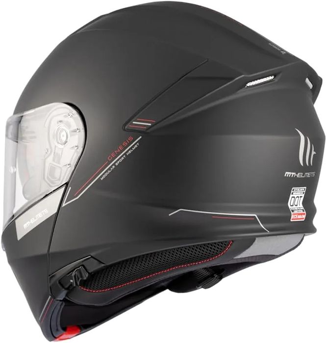 Модулна мото каска MT Helmets Genesis, размер М, Черен мат, ECE 22.06