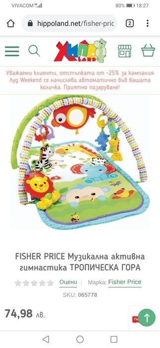 Активна гимнастика Фишър Прайс /Fisher Price