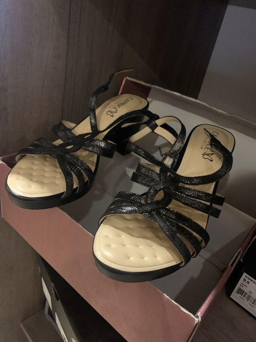 Sandale piele, f comode, toc gros