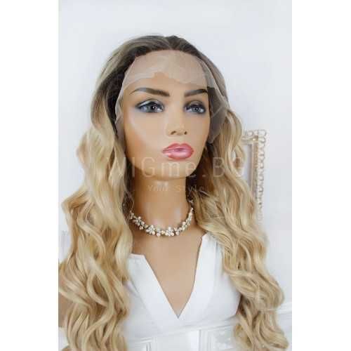 Дълга къдрава тъмноруса лейс фронт перука Алисън