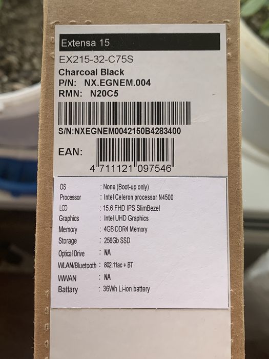 Ноутбук acer extensa 15(ex215-32)