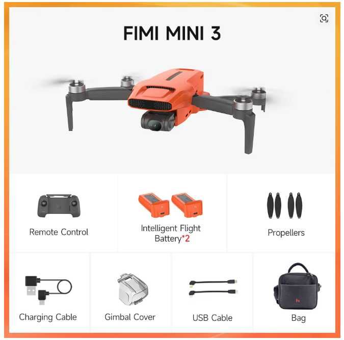 Drona Xiaomi Fimi Mini 3 - 9Km 32 Min range - 2 BAT Prot elice Helipad