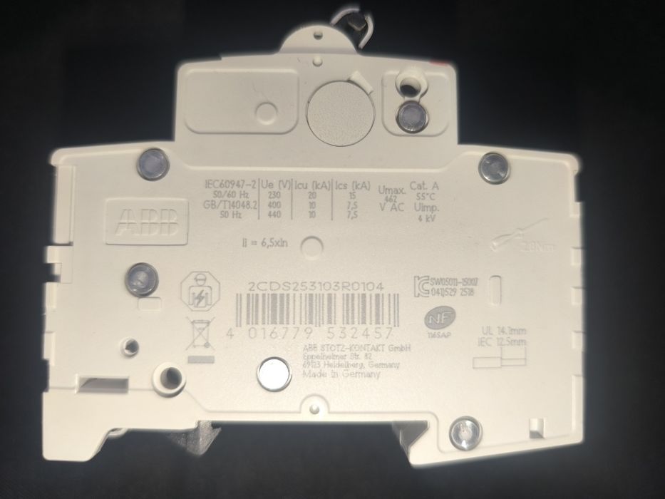 Автоматический выключатель ABB 3P+N S203 C10NA
