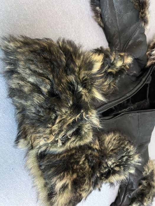 Детско кожено палто с естествен косъм