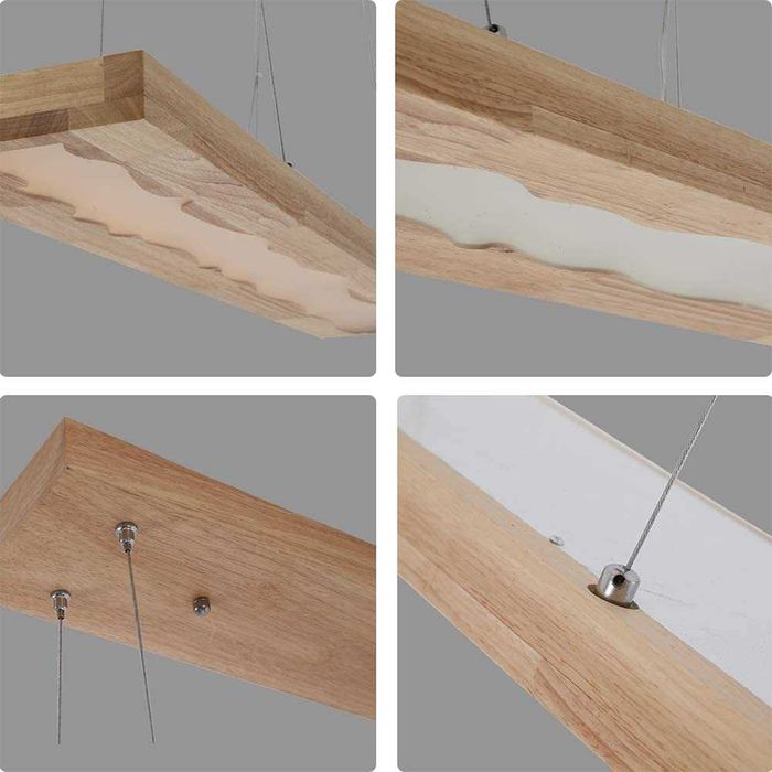 Лед LED Висящ полилей Дървена рустик винтидж димируема дистанционно