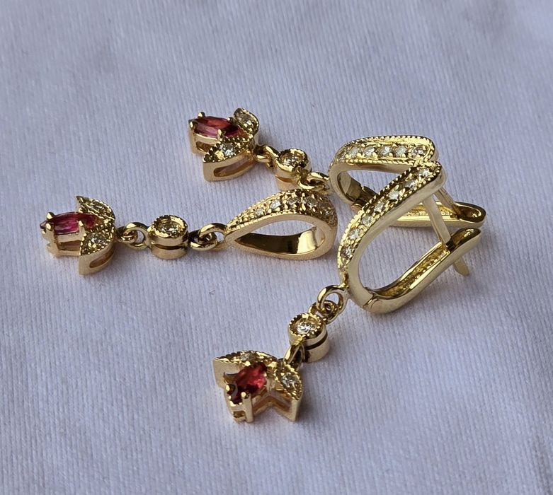 Set din aur diamante și turmaline roz naturale, handmade