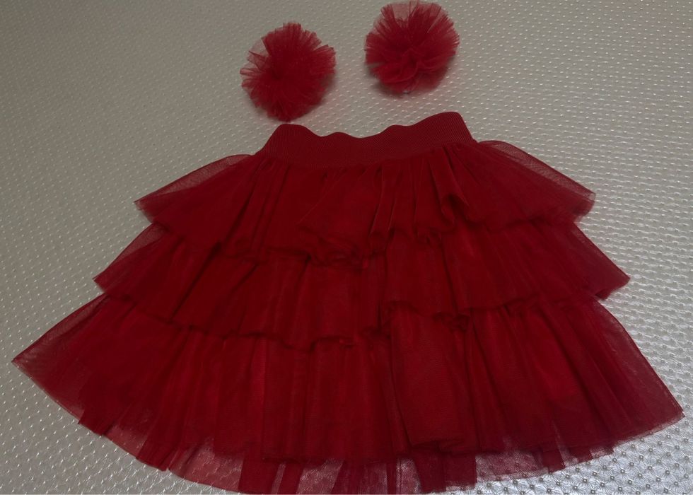 Срочно красная юбка с бантом