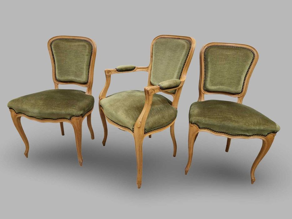 6 броя трапезни столове от масиввен дъб в стил "ЛУИ XV"