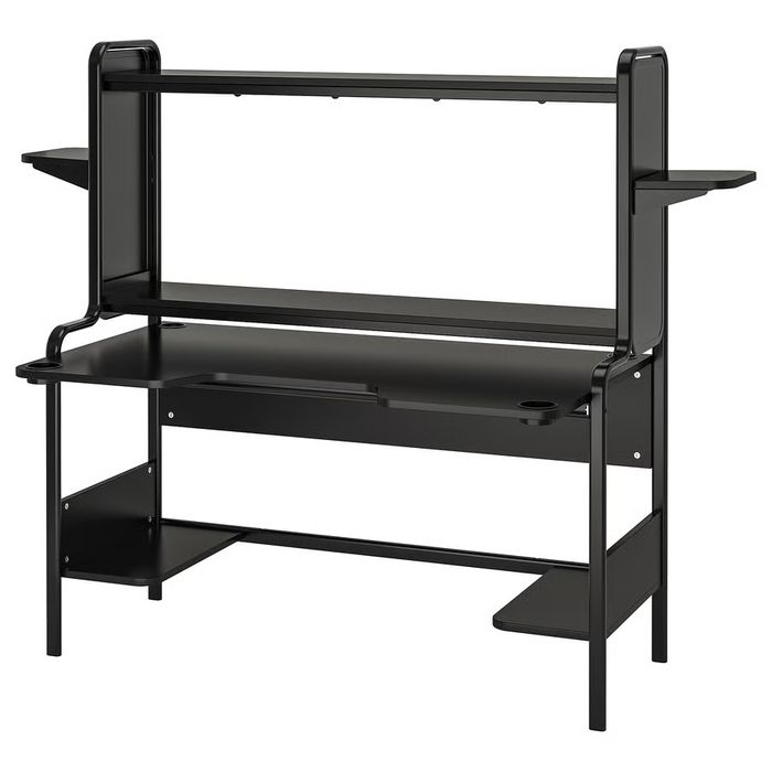 Birou de gaming ikeea FREDDE, negru, 140/185x74x146 cm