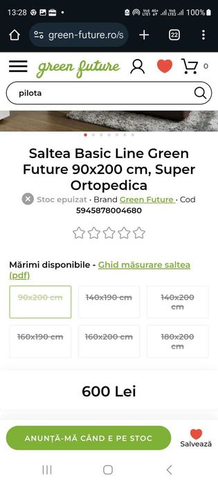 Saltea burete 200x90x12 cm, Husa cu Fermoar, reversibila, NOUA,349 Lei