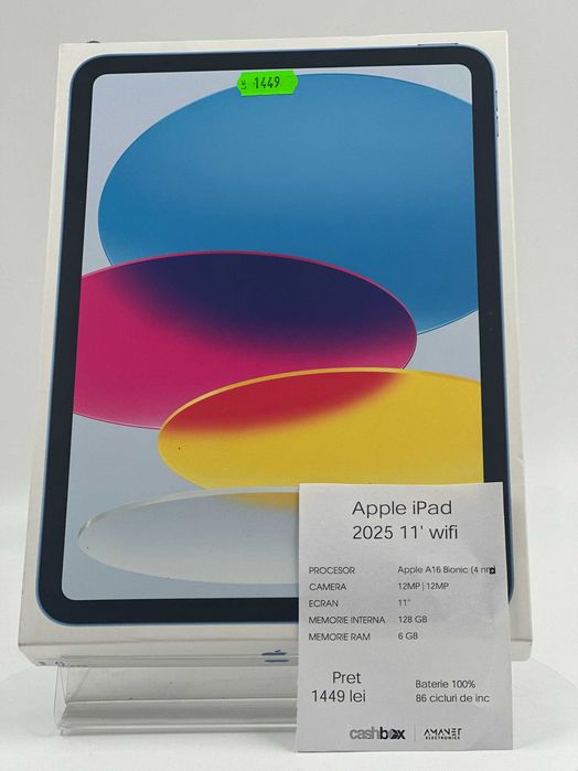 Ipad A16 Wifi 128GB Garantie 24 Luni CashBox