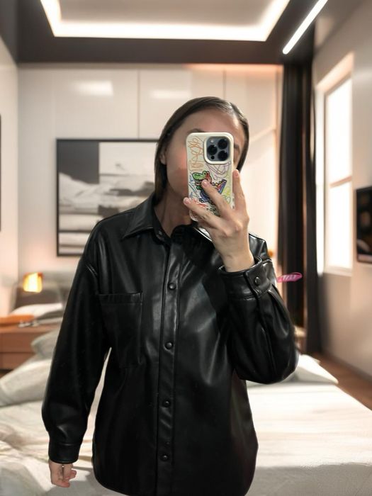 Кожаная рубашка-куртка Pull&Bear