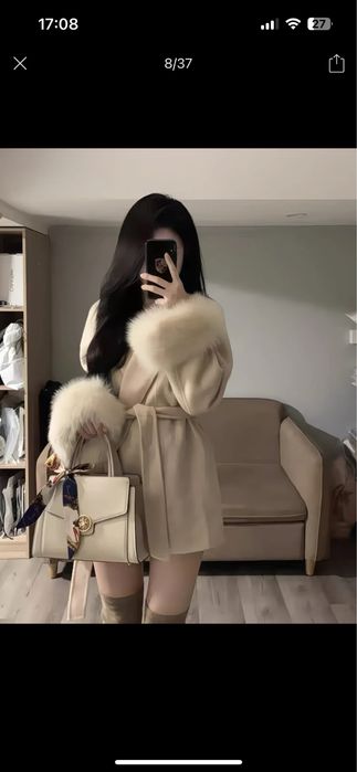 Тренд пальто с мехом