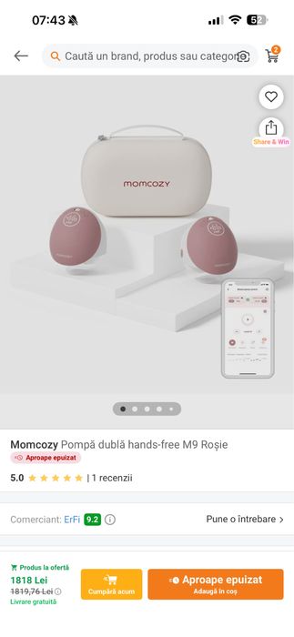Momcozy M9 Dublă – Nouă, Sigilată, cu Factură