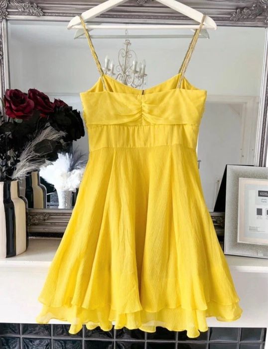 Rochie mini Karen Millen matase naturala galbena