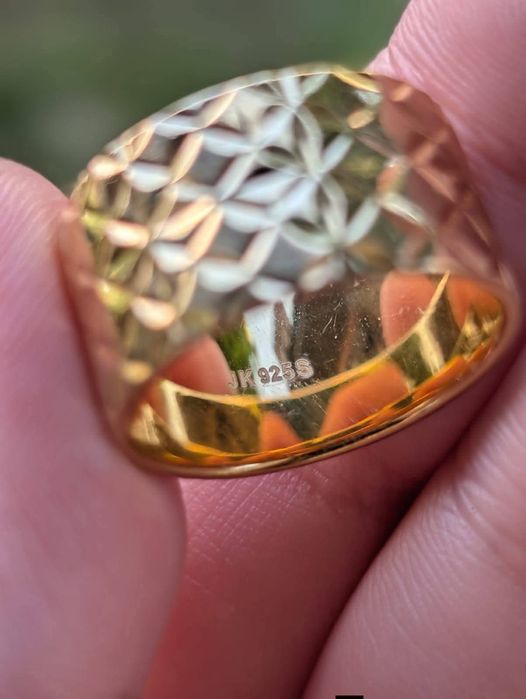 Vechi inel, model Big Reflection, din argint de 925, placat cu aur de 18K, Jane Konig JK
