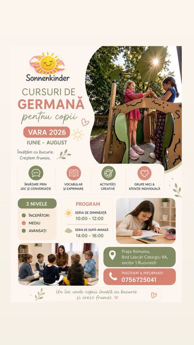 Cursuri/Meditații Germană & Engleză Copii 6–12 ani • Piața Romană