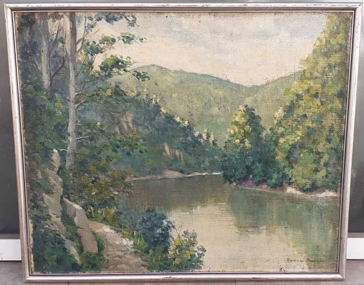 Tablou vechi - peisaj montan - semnat