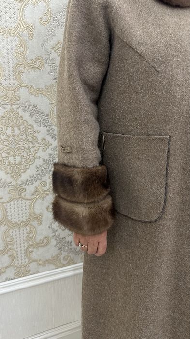 Пальто альпака с норкой