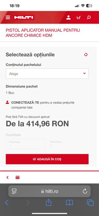 Pistol Hilti HDM 500 pt ancora chimica