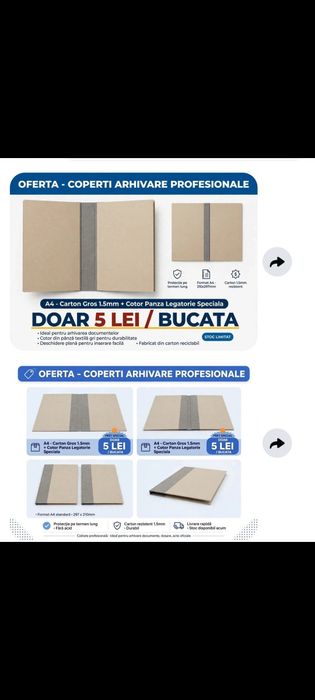 Coperti arhivare inclus manopera arhivare  4 ron.
