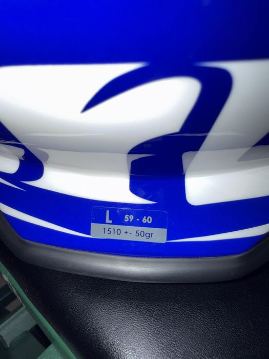 Мото каска, Airoh, Commander, Гланцово покритие, Бяло/Синьо, Размер L