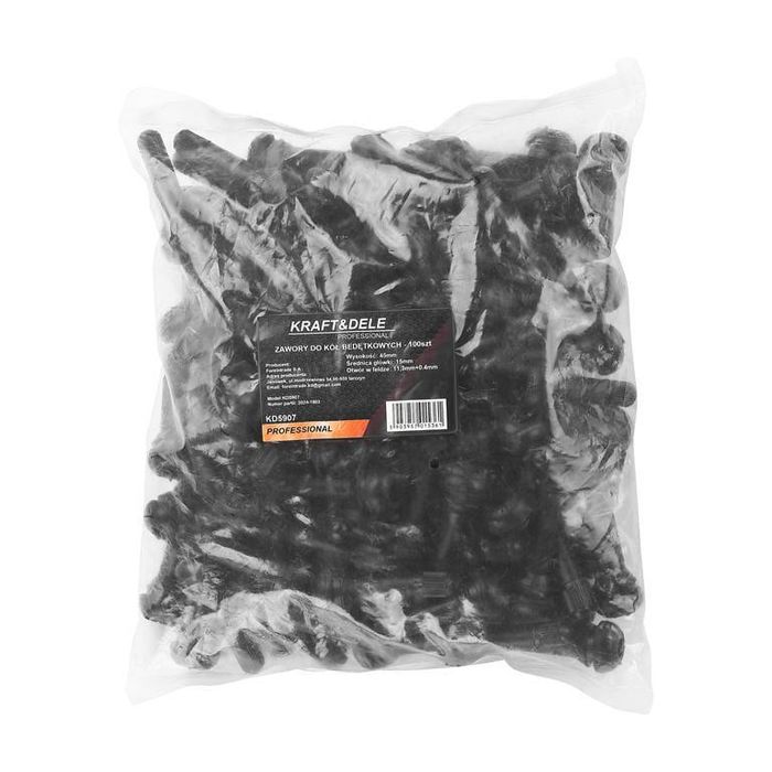 Set valve pentru roata tubeless, 100 elemente, TR 413, negre, Kraft