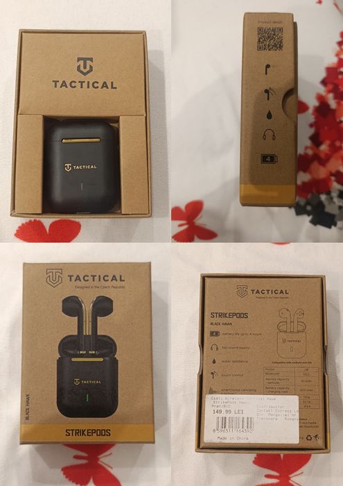 Căști wireless Tactical Strikepods Black Hawk, negre