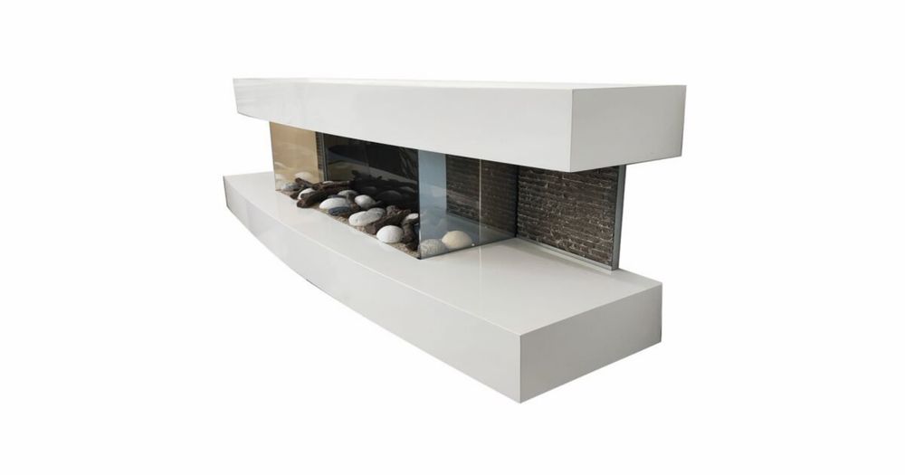 Șemineu electric 3D ElectricSun Paula 120 cm, alb, cu încălzire și sunet