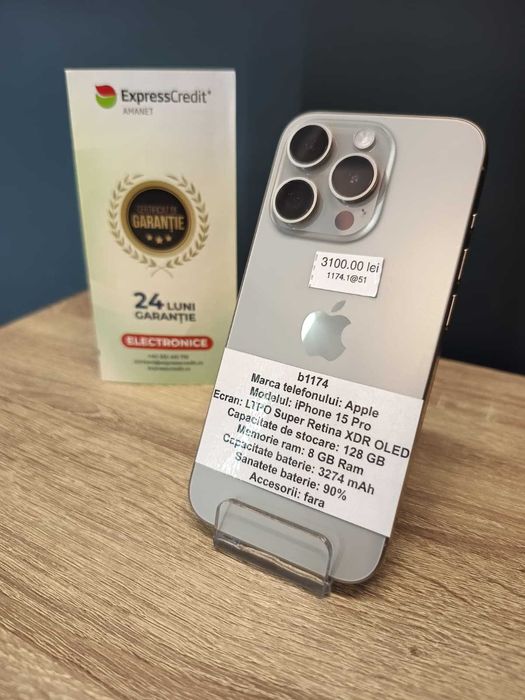 (AG51) Apple iPhone 15 Pro b1174 - Garantie 2 ani!