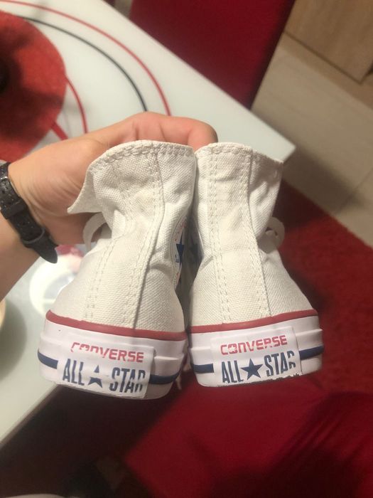 Teniși înalți cu siret Converse albi, copii