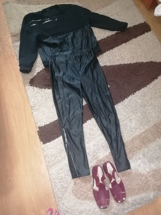 Pantaloni piele plus bluza