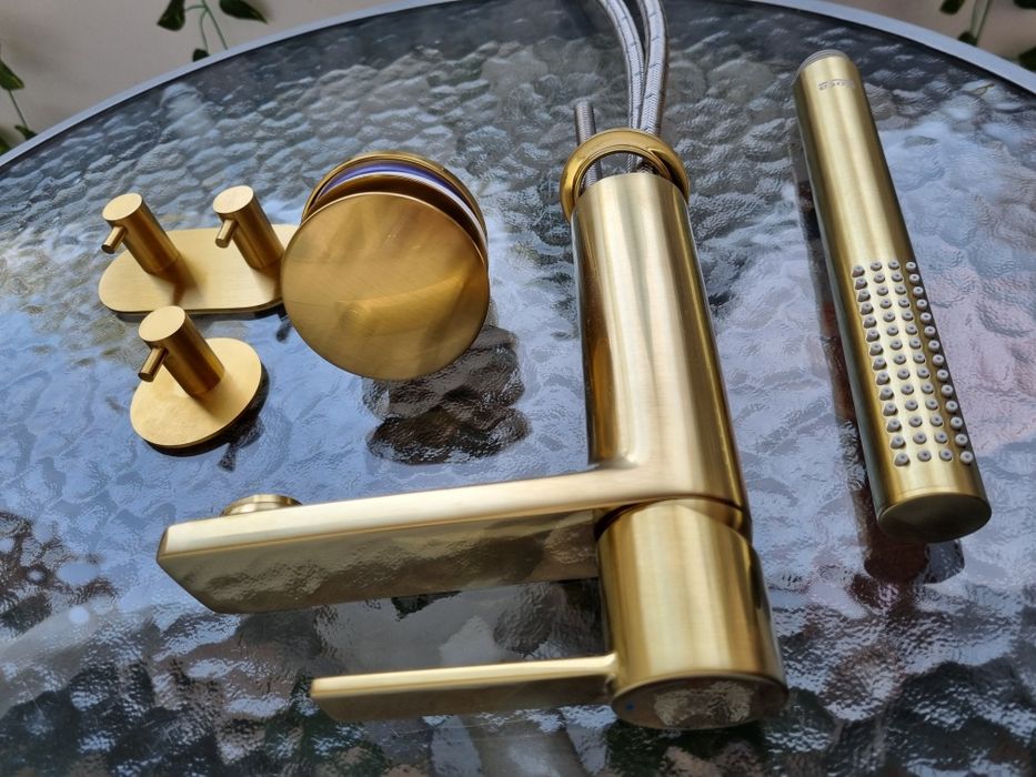 Baterie roca accesorii baie gold aur periat