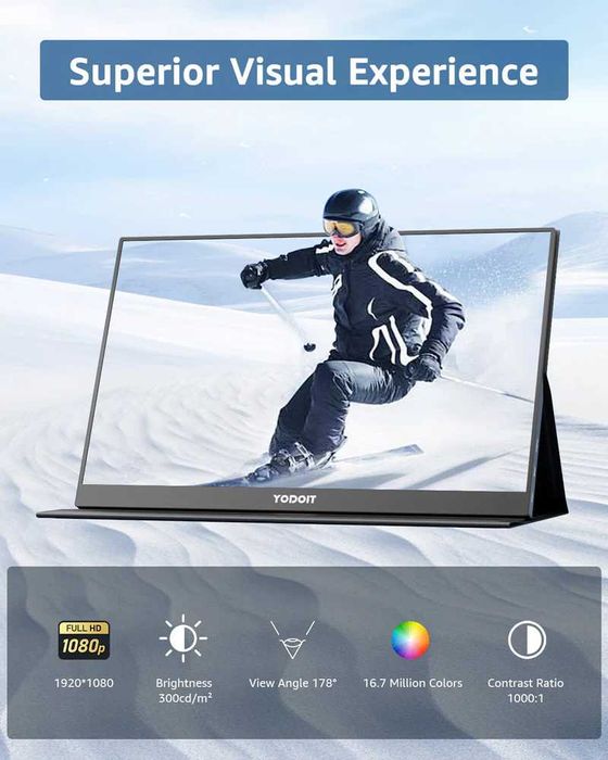 Преносим монитор 14 инча Yodoit 1080p FHD - USB-C и HDMI (Нов)