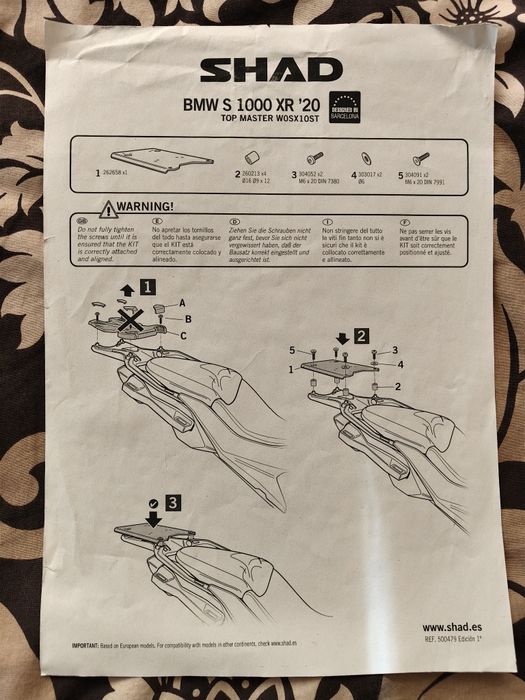 Shad Стойка, планка за монтаж на куфар на BMW S1000 XR 20-24