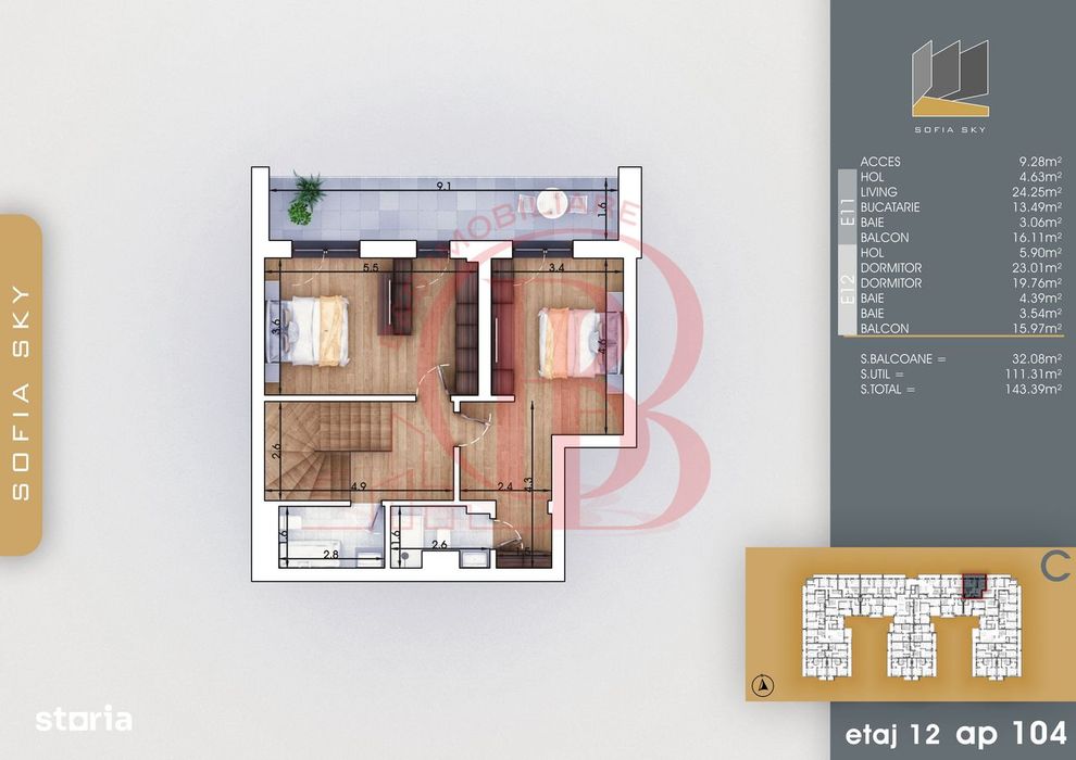 Duplex Finalizat 3 camere cu 3 bai+Parcare Gratuita