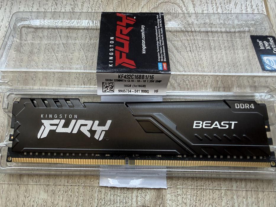RAM памет 16GB DDR4 3200 Kingston FURY Beast за настолен/desktop PC