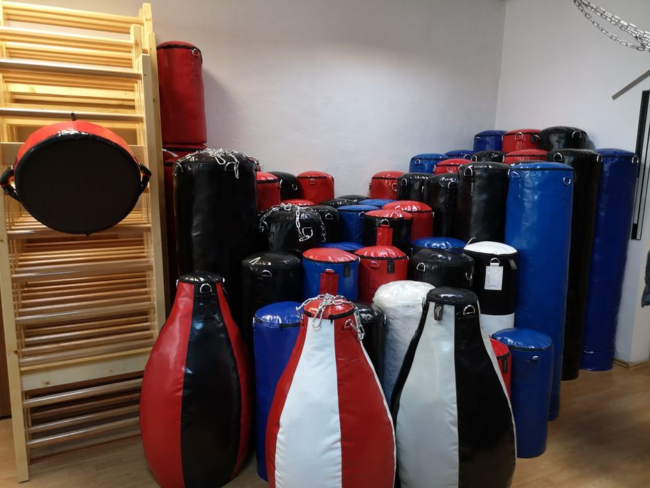 Sac de box Gladiator 150x45 cm Negru Umplut - 80 KG