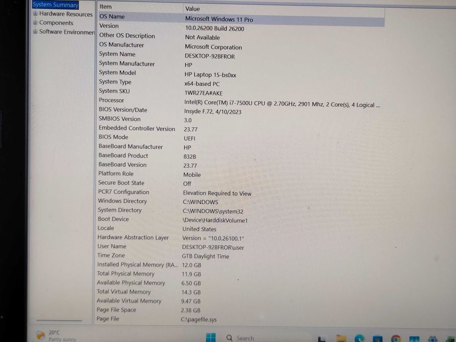 Laptop HP model BS012NG cu i7 ,480Gb stocare, 12Gb ram