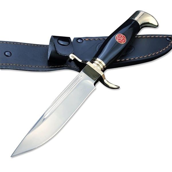 Set doua cutite de vanatoare,teaca din piele naturala, lama 440C,26 cm