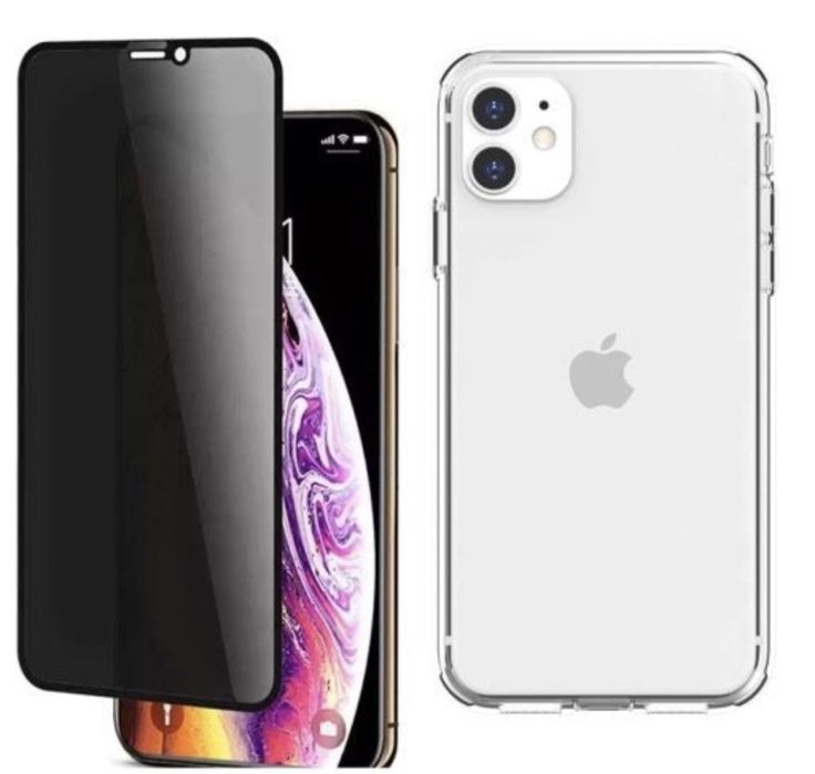 Husa Silicon X CASE si Folie Sticla 6D Privacy Iphone 11 12 13/PRO/MAX