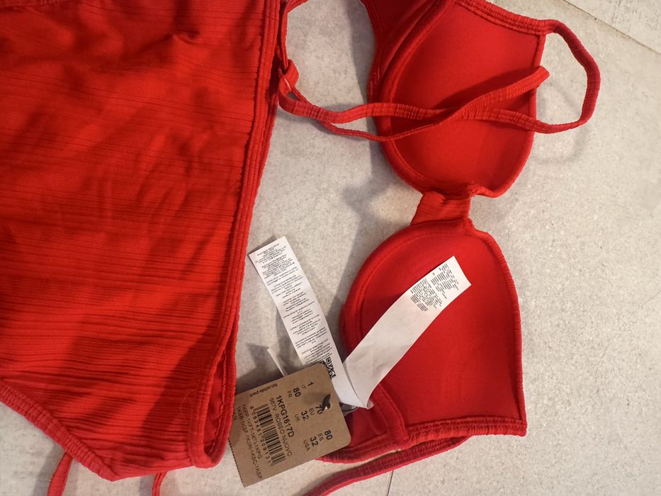 Costum de baie rosu intarit push up marime XS