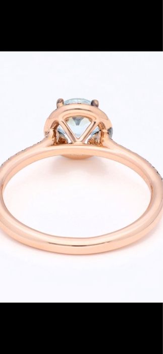 Inel aur roz14ct cu acvamarin si diamante
