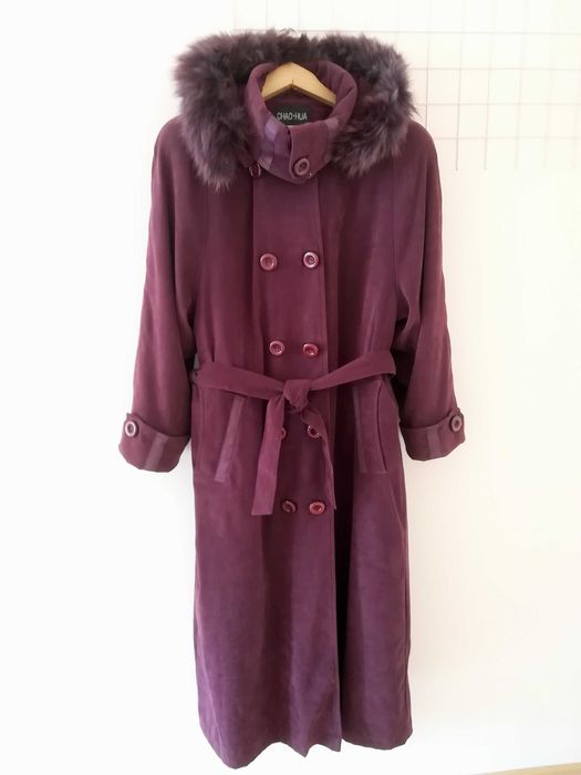 Топъл шлифер, сваляща се подплата, качулка, размер L