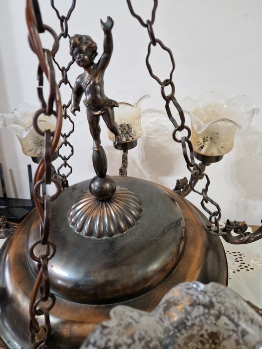 Lustră din cupru cu 9 brațe