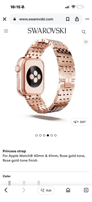 Чисто нова оригинална каишка  Swarovski за Apple Watch 40mm & 41mm,Rose gold,закупувана за 250€